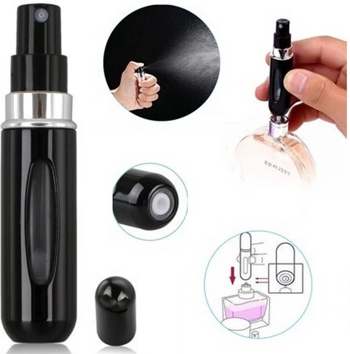 Navulbaar parfum flesje - Mini parfumflesje- Hurbulbaar parfumflesje- Hervulbare verstuiver - Zwart - Aluminium - Spray Navulbaar Parfum Flesje - Mini Parfumflesje- Hurbulbaar Parfumflesje- Hervulbare Verstuiver - Zwart - Aluminium - Spray -Armani Parfum Winkel 1186x1200 5