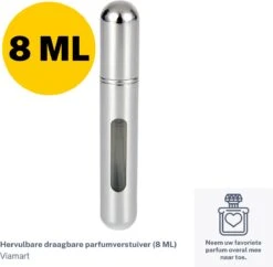Viamart - Hervulbare Draagbare Parfumverstuiver - Uw Favoriete Parfum Altijd Bij De Hand - Zilverkleur - (8 ML)