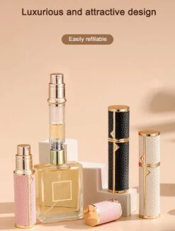 Hervulbare Parfumverstuiver-5ml-Mini Parfumverstuiver-Kleine Spuitfles Voor Parfum-Lege Parfumflesje Voor Op Reis Glasspray Draagbaar Parfumpakket Met Lederen Hoes - Mandarijn Groen -Armani Parfum Winkel 906x1200 1