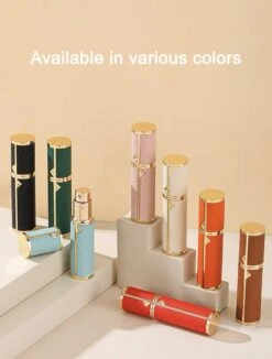 Hervulbare Parfumverstuiver-5ml-Mini Parfumverstuiver-Kleine Spuitfles Voor Parfum-Lege Parfumflesje Voor Op Reis Glasspray Draagbaar Parfumpakket Met Lederen Hoes - Mandarijn Groen -Armani Parfum Winkel 908x1200 4