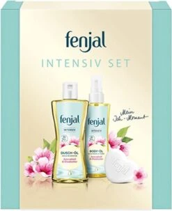 Fenjal Intensiv Giftset - Intense Doucheolie 225 Ml + Intense Lichaamsolie Spray 145 Ml + Cream Soap 90 G - Verzorgingsgiftset